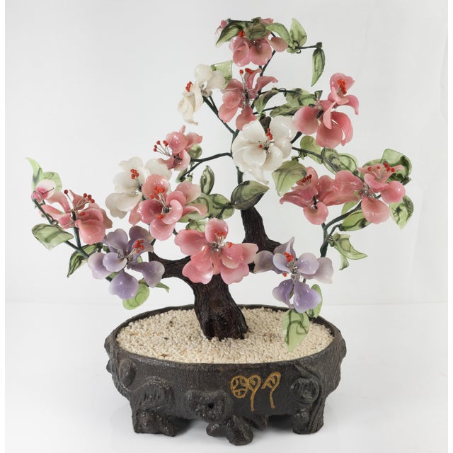 Contemporary Chinese Peking Glass Jade Tree Chairish