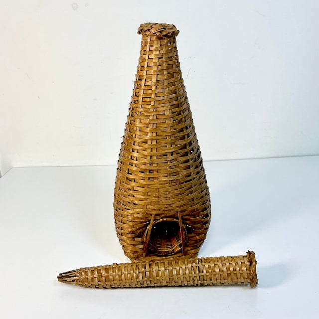 1940s Vintage Boho Chic Rustic Wicker Eel Trap Basket For Sale - Image 10 of 12