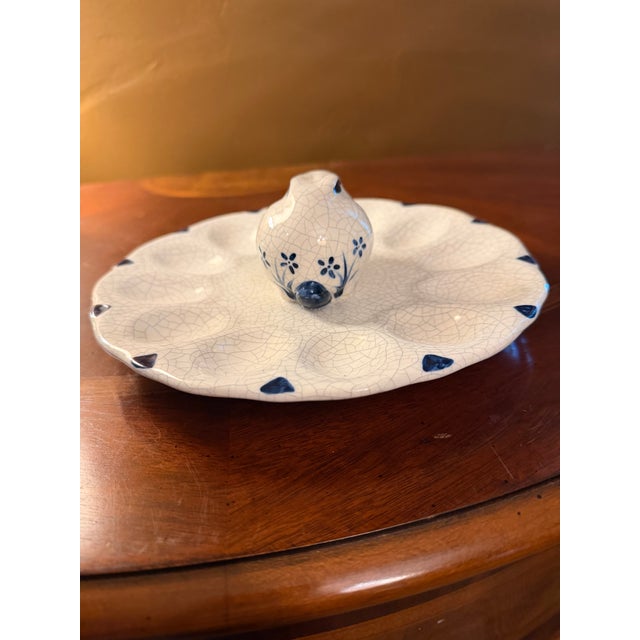 Ceramic Vintage Potting Shed Dedham Bunny Deviled Egg Platter 8.5" - Crackle Glaze For Sale - Image 7 of 9