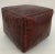 Square Brown Oxblood Red Embroided Moroccan Leather Pouf Cover For Sale - Image 11 of 11