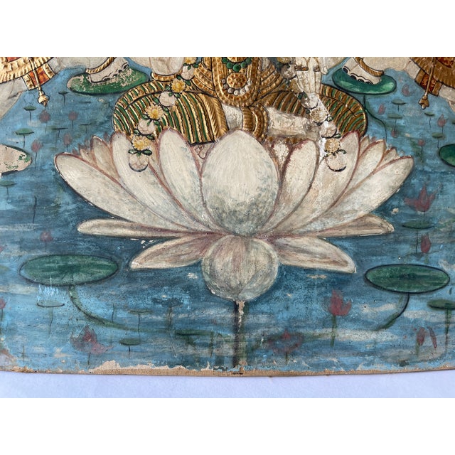 Late 19th Century Antique Indian Tanjore Goddess Laxmi Painting For Sale - Image 5 of 14