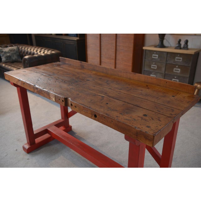 Brown Industrial Beech Workshop Workbench, 1950s For Sale - Image 8 of 13