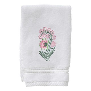 Pink Fleur Terry Guest Towel, Emrbroidered For Sale