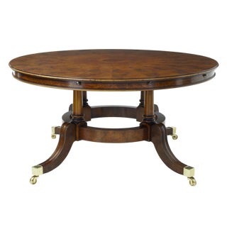 Large Regency Revival English Walnut Jupe Dining Table For Sale