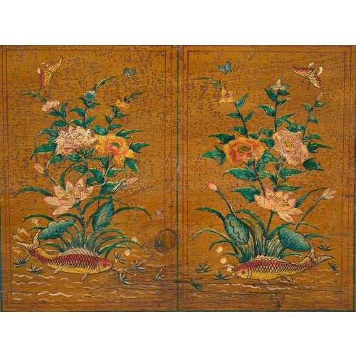 Wood Antique Chinese Trunk Qing Dynasty Painted Pine Trunk For Sale - Image 7 of 10