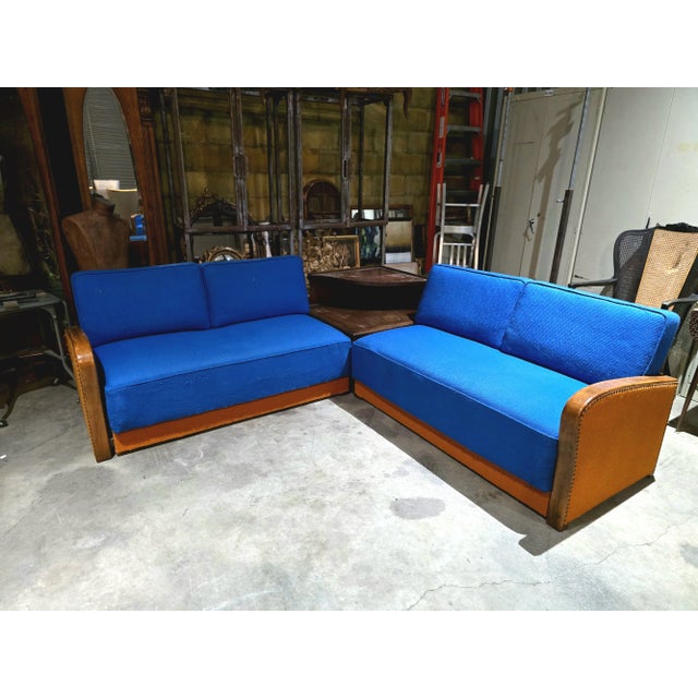 1940s Custom Schlaraffia Furniture Sectional Daybed and Chairs Living Room Set | Imported From Germany For Sale - Image 4 of 9