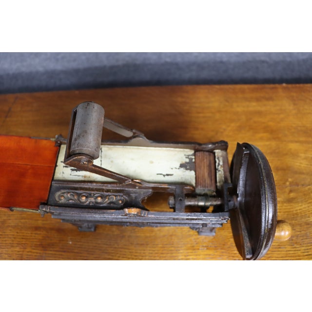 Metal Victorian Cast Iron Tobacco Cutter With Crank Handle For Sale - Image 7 of 14