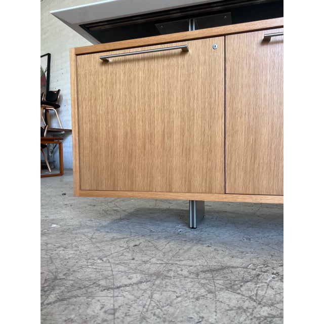Wood Modern Floating Stone Top Locking Credenza For Sale - Image 7 of 15