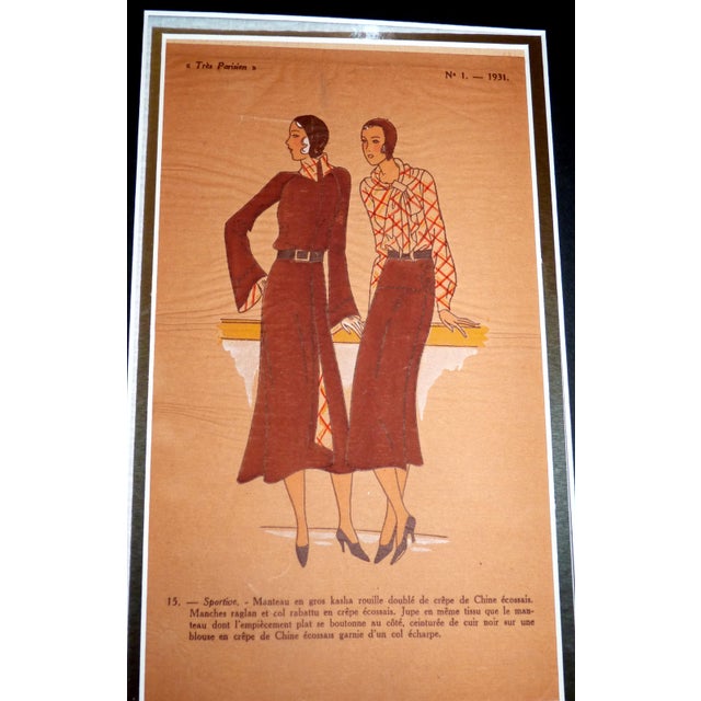 An exquisite original Art Deco fashion illustration from the 1931 edition of the prestigious French journal, Très...