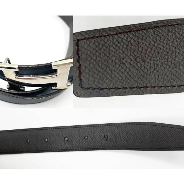 Hermès Hermes Constance 32mm Silver H Black Brown Reversible Belt 90cm For Sale - Image 4 of 4
