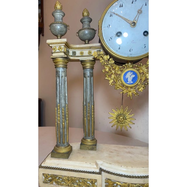 Antique 19th C French a Paris Louis XVI Ornate Ormolu Bronze Marble Mantle Clock For Sale - Image 9 of 16