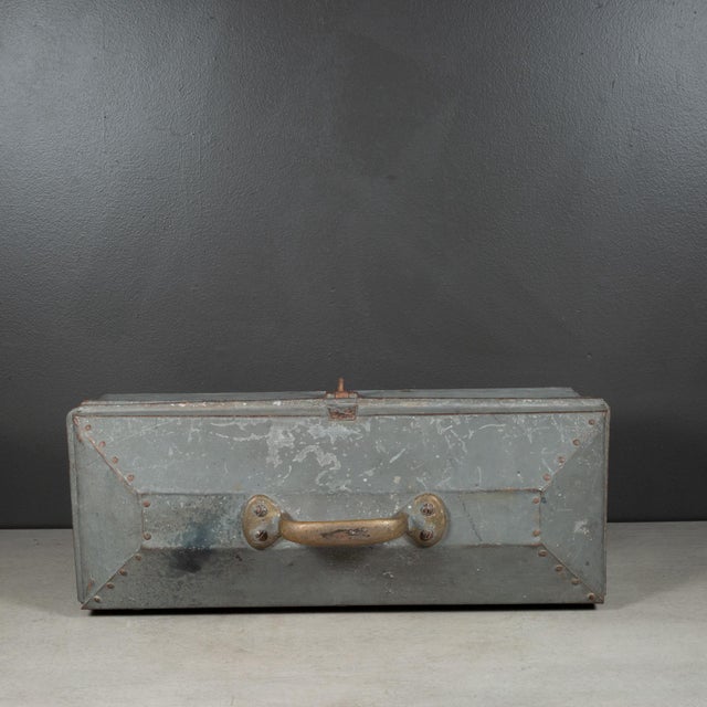 Early 20th Century Early 20th C. Factory Toolbox With Solid Bronze Handle C.1930-1940 For Sale - Image 5 of 10
