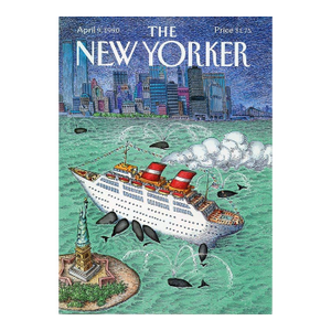 1990 Vintage New Yorker Cover, April 9, Original Cover by John O'Brien, New York City, Whales