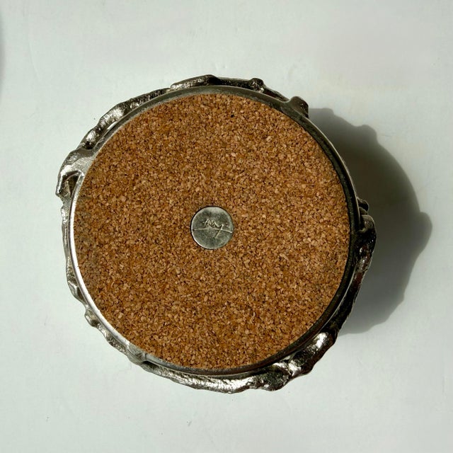 2010s Michael Aram Wine Bottle Coaster Ocean Reef Aluminum Holloware For Sale - Image 5 of 6