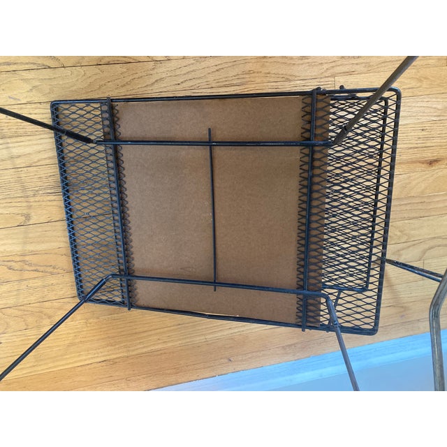 Mid 20th Century Vintage Wrought Iron Tiered End Tables Pair Metal Mesh - Salterini, Diamond, Galef Style Mid Century For Sale - Image 9 of 12