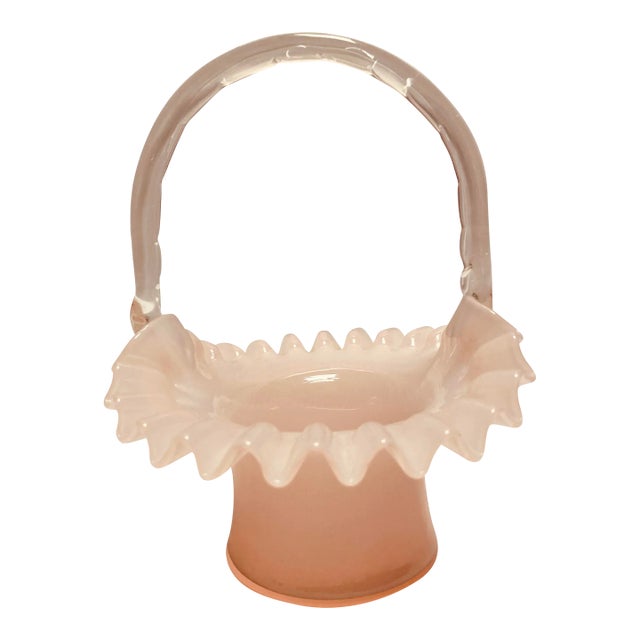 Early 20th Century Vintage Fenton Rose Pink Glass Basket For Sale