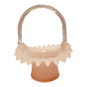 Early 20th Century Vintage Fenton Rose Pink Glass Basket