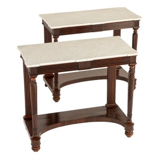 Italian Mahogany Console Tables, 19th Century, Set of 2 For Sale