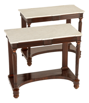 Italian Mahogany Console Tables, 19th Century, Set of 2