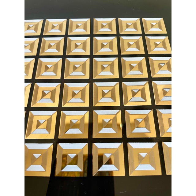 Art Deco Smoky Glass and Gold Geometric Glass Tray Trinket Dish For Sale - Image 4 of 7