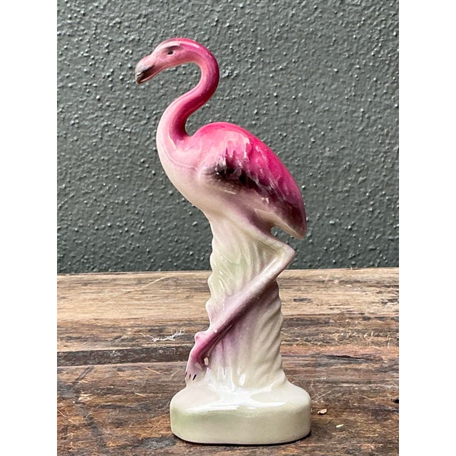 Vintage MCM Glazed Ceramic Flamingo For Sale - Image 9 of 12