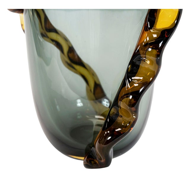 Gray Vintage Italian Murano Glass Vase by Diego Bardella For Sale - Image 8 of 10