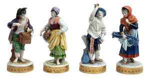 Antique Polychrome Porcelain Sculptures Depicting the Four Seasons from Capodimonte, Naples, 19th Century, Set of 4