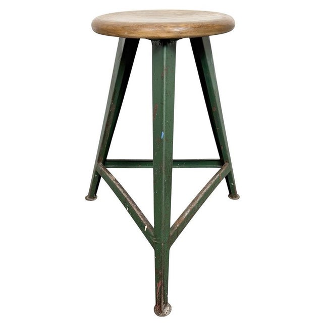 Industrial Green Workshop Stool, 1960s For Sale - Image 17 of 17