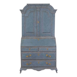 17th Century Blue Scandinavian Bureau with Original Hardware For Sale