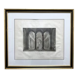19th Century Engraving of the Basilica of Saint Agnes Outside the Walls in Rome For Sale