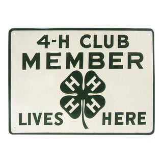 Vintage 4-H Club Member Embossed Sign For Sale
