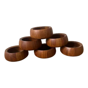 Vintage Dansk Staved Teak Serving Bowls by Jens Quistgaard Jhq Thailand- 6 Pieces