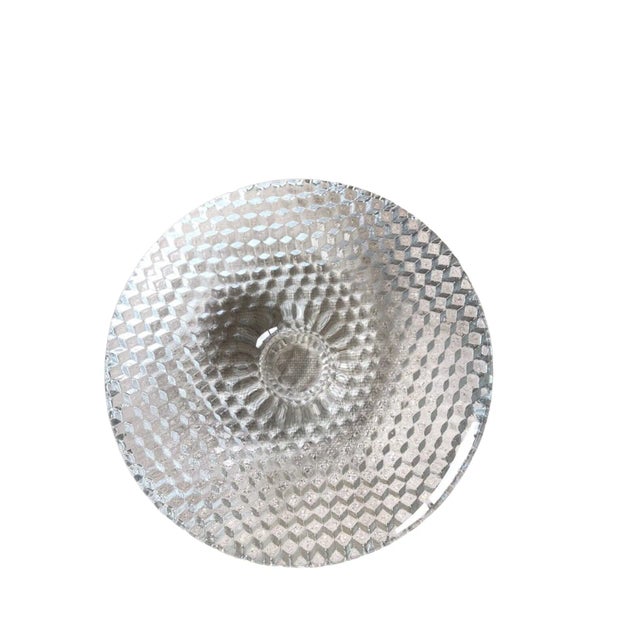 Mid-Century Modern Vintage Mid Century Modern Finish Clear Glass Abstract Disc Candle Holders- a Pair For Sale - Image 3 of 9