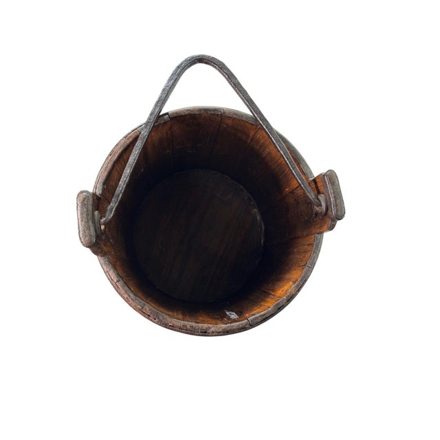 Wood 19th C. Hand-Forged Wood and Iron Well Bucket For Sale - Image 7 of 18