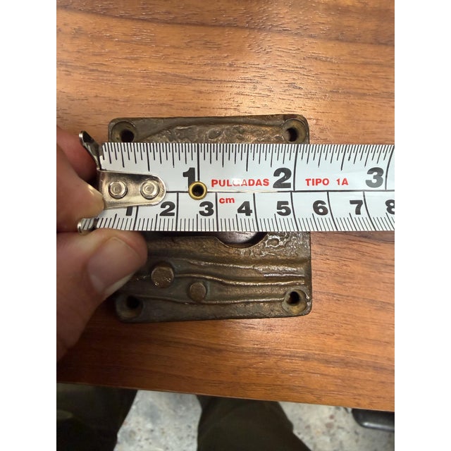 1970s Brutalist German Solid Bronze Door Handle Keyhole For Sale - Image 10 of 15