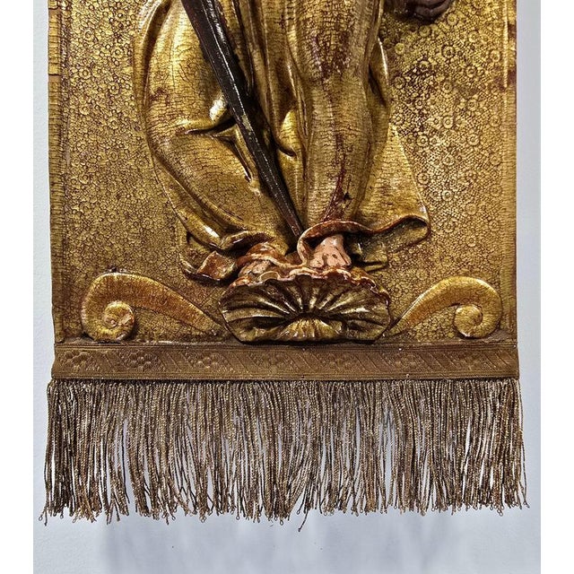 Spanish Artist, Polychrome Carved Reliefs of Saints, 1550, Wood, Set of 2 For Sale - Image 10 of 17