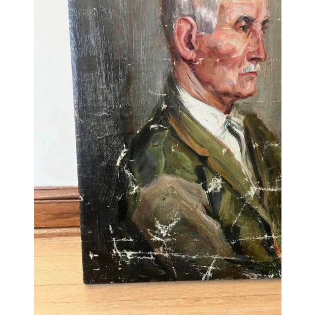 Portraiture 1900s Original Antique Oil Painting Portrait of a Man For Sale - Image 3 of 6