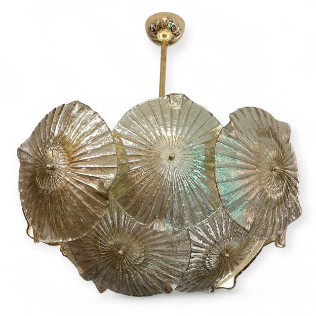 1970s Golden Murano Glass Water Lily Lamp, 1970s For Sale - Image 5 of 5