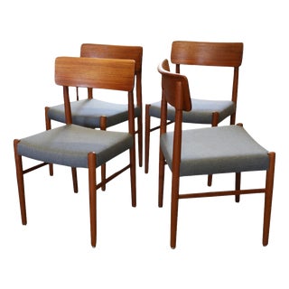 Danish Dining Chairs in Teak with Upholstered Seat, 1960s, Set of 4 For Sale