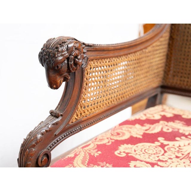 Antique French Napoleon III bench in solid walnut dating back to the second half of the 19th century. The backrest and...