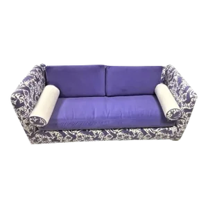 Otomi Print and Velvet Upholstery on Large Mid 20th Century Vintage Hollywood Regency Tuxedo Sofa