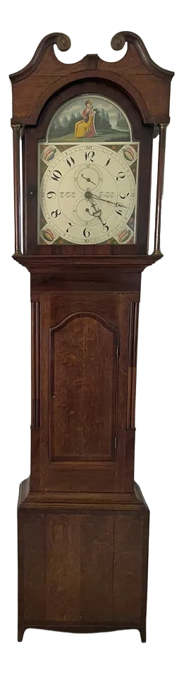 Antique Grandfather Clock in Oak and Mahogany by W. Prior for Skipton