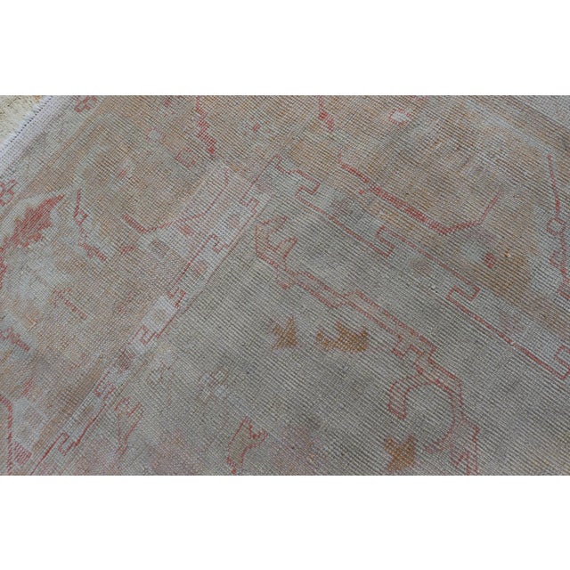 Antique Turkish Large Oushak Rug in Taupe, Light Green and Light Copper For Sale - Image 12 of 12