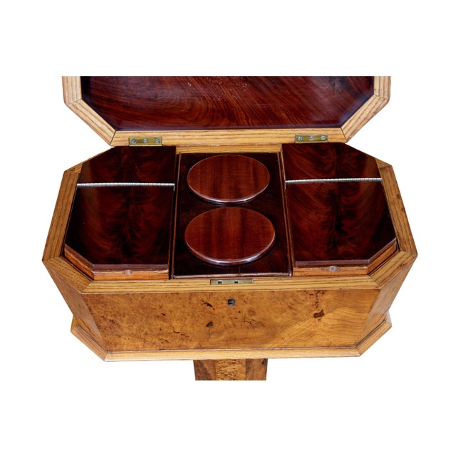 Wood Scandinavian Burr Elm Teapoy, 1840 For Sale - Image 7 of 9