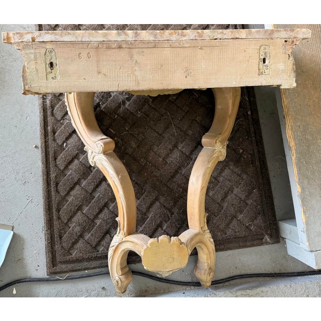 Vintage Marshall Field & Company Spanish Reproduction Marble-Top Demi-Lune Console Table For Sale - Image 9 of 9