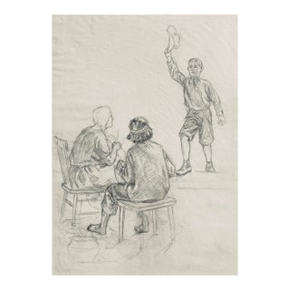 Antique George Tobin Drawing of Figures For Sale