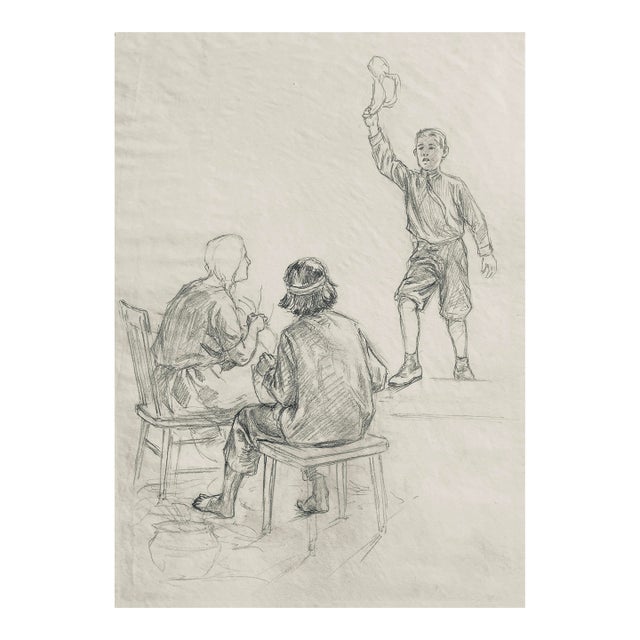 Antique George Tobin Drawing of Figures For Sale