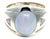 14k White Gold Oval Star Sapphire & Diamond Ring, Size 7.75 For Sale