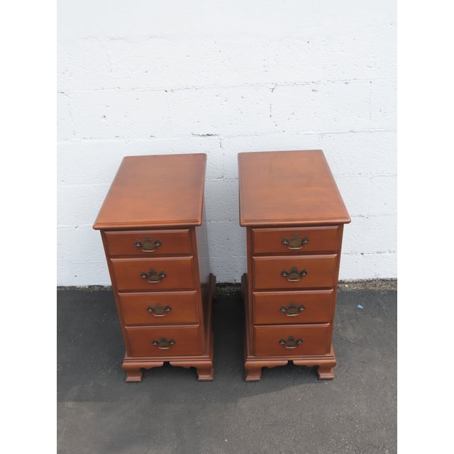 Traditional J B Van Sciver Tall and Narrow Maple Nightstands End Bedside Tables a Pair 6436 For Sale - Image 3 of 17