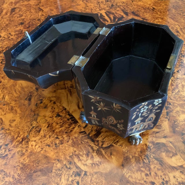 Chinese Export Black and Gilt Japanned Lacquer Melon Form Box For Sale - Image 10 of 14